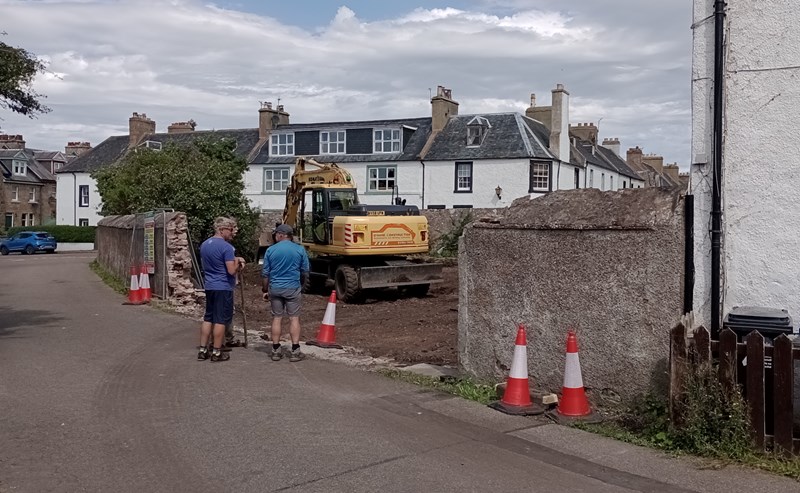 Building work in the old bank house garden.