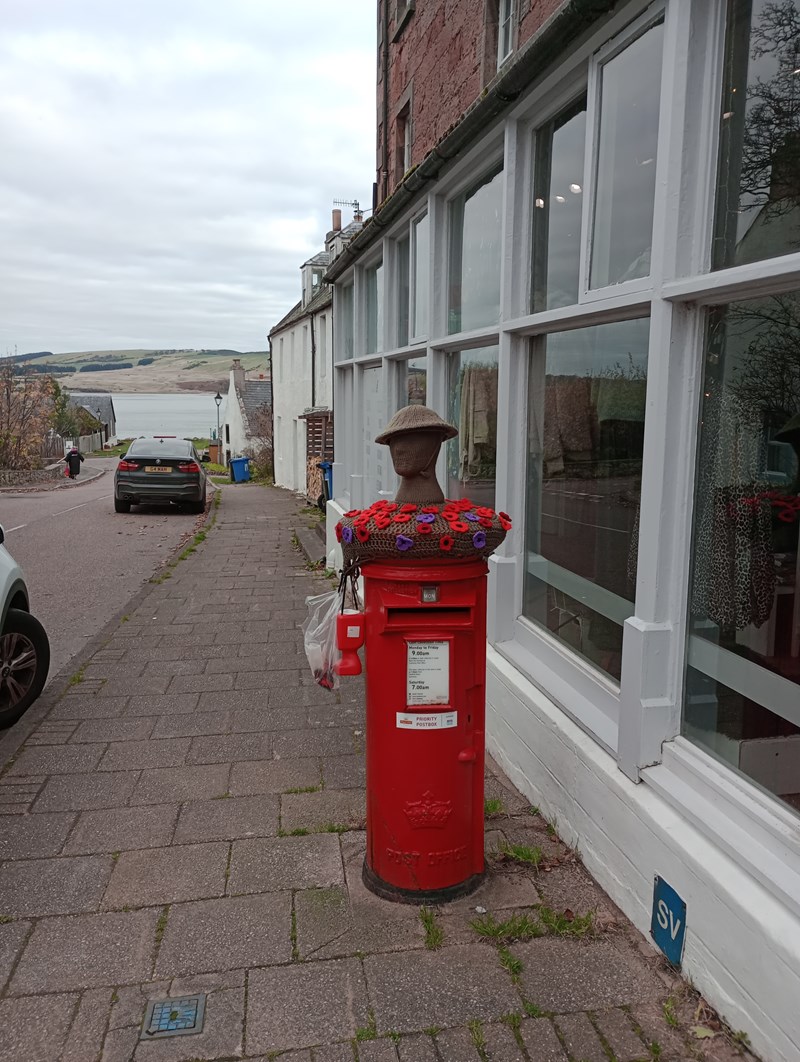 Postbox dressed for Armistice Day